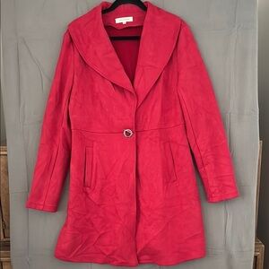 Solitaire Red Trench Coat Tailored Silhouette Notched Lapel